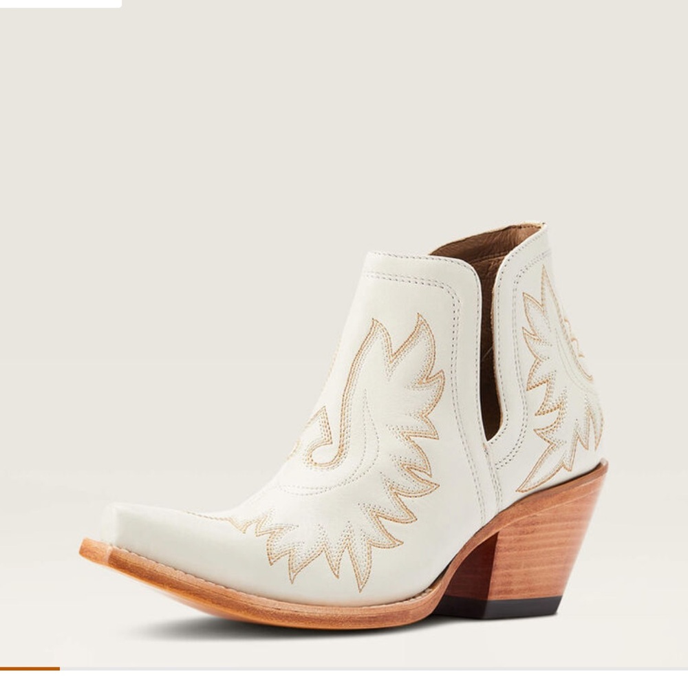 Ariat White Ankle Boots with Tan Accents WORN ONCE.